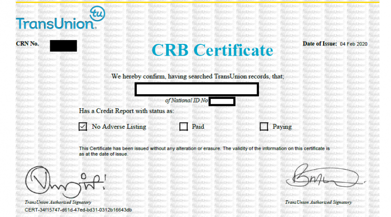 CRB clearance Certificate