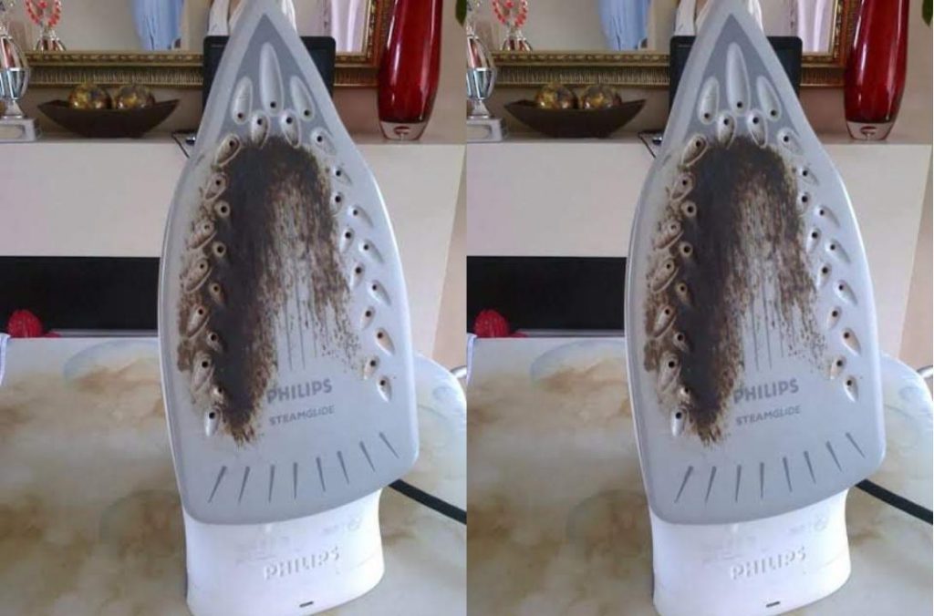 why iron box gets sticky burnt residues