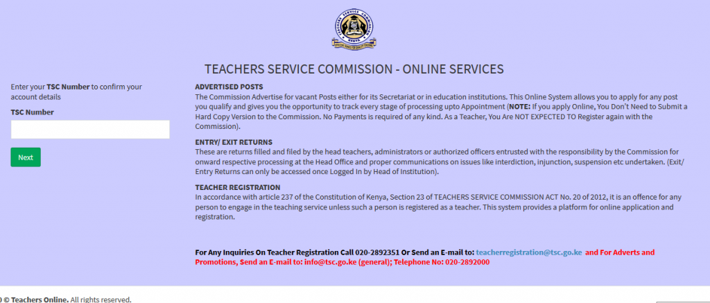 All TSC applications important links